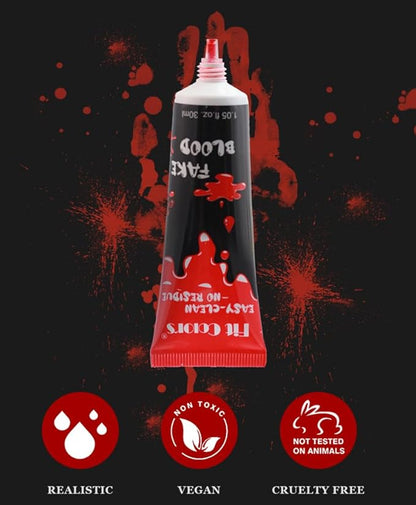 GL-Turelifes Halloween Fake Blood Paint Makeup, Coagulated Blood Scab Blood Gel, Special Effects Wound Modeling SFX Makeup for Zombie Vampire Monster Cosplay Mouth Clothes Dress Up 1.06oz (Black Red)