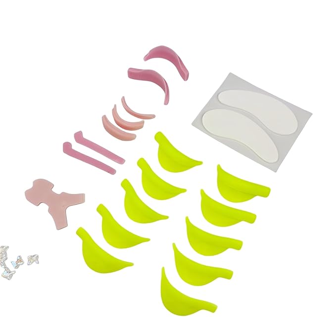 Lash Lift Shields C Curl Eyelash Lifting Shield Lami Lamination Roller Silicone Perm Rod Soft Lash Perming Pad Set For Lash Lift and Tint- Ribbons & Eye Patches (Lemon Flat C Curl Rods)
