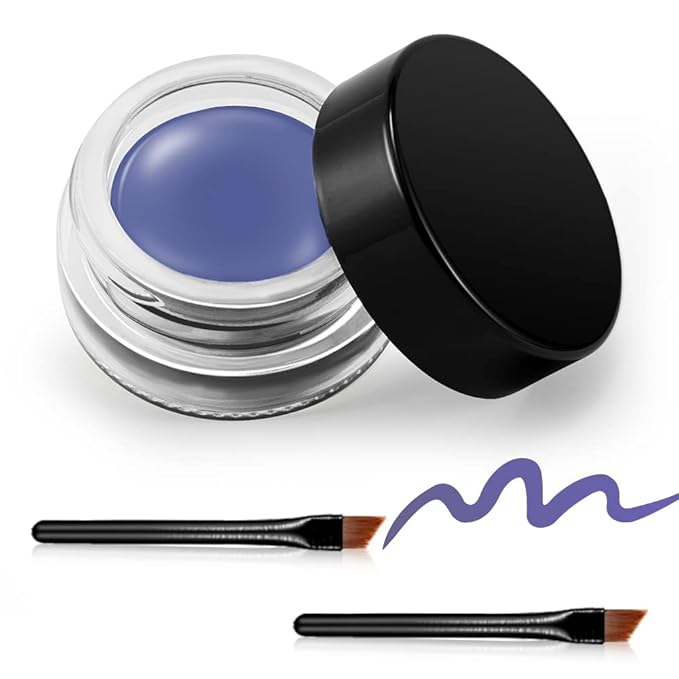 Erinde Purple Gel Eyeliner, Waterproof Long-Lasting Cream, High-Intensity Pigments, Smudge-Proof Eye Liner, Eyeshadow Primer with 2PCS Eyeliner Brushes (11# Taro Purple)