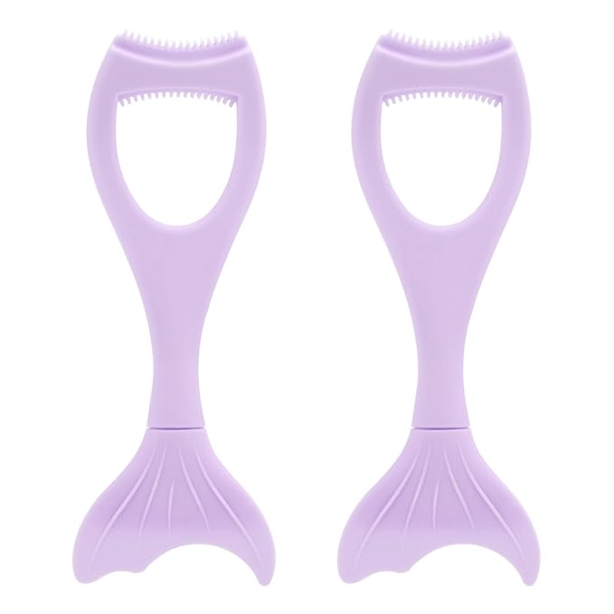 Tbestmax 2 in 1 Mascara Eyeliner Guard, Silicone Mascara Lash Shield Applicator, Eyelash Comb Purple 2 Pcs
