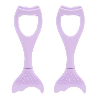 Tbestmax 2 in 1 Mascara Eyeliner Guard, Silicone Mascara Lash Shield Applicator, Eyelash Comb Purple 2 Pcs