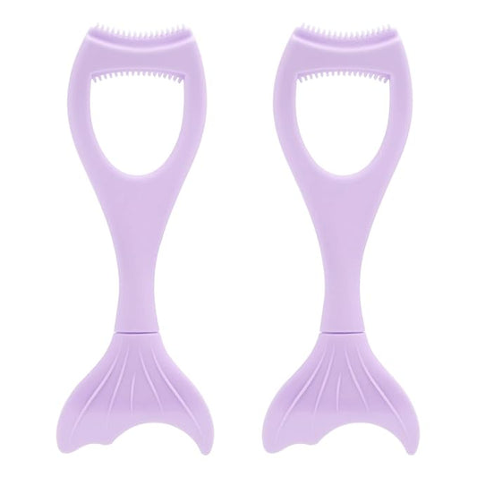 Tbestmax 2 in 1 Mascara Eyeliner Guard, Silicone Mascara Lash Shield Applicator, Eyelash Comb Purple 2 Pcs