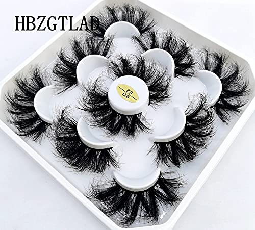 HBZGTLAD new 5 Pairs 25 mm 3d Mink Lashes Bulk Faux with Custom Natural Mink Lashes Pack Short Wholesales Natural False Eyelashes (9D-02)