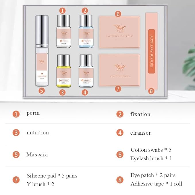 YUANLI Lash Lift Kit, Eyelash Perm Kit Easy for Beginner and Professional Lash Perm Kit, Eyelash Lift Kit with Detailed Instruction, Eyelash Lift Kit Permanent Curling Perming Wave Suitable for Salon
