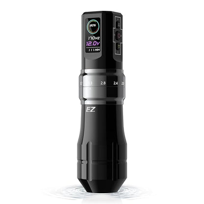 EZ Tattoo Gun Machine - 6 Strokes 2.0, 2.4, 2.8, 3.3, 3.7, 4.2mm Tattoo Machine Pen with OLED Digital Display 1600mAh Power Tattoo Supply (P3 Pro Gloss Gray)