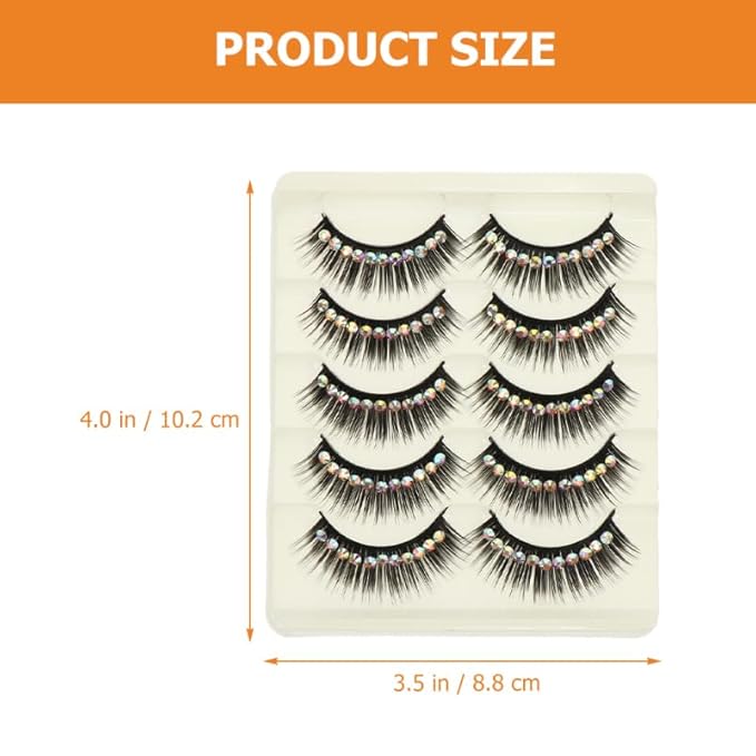 10 Pairs Diamond False Eyelashes Rhinestone Performance Eyelash Realistic Eyelash Women Eyelash Natural False Lashes Long Fake Lash Chemical Fiber Hard Stem Make up Cosmetic