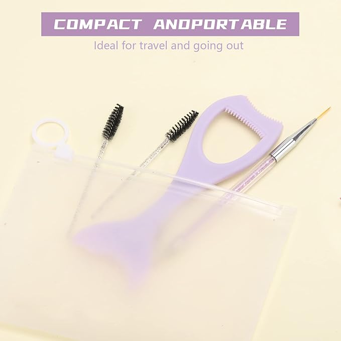 Tbestmax 2 in 1 Mascara Eyeliner Guard, Silicone Mascara Lash Shield Applicator, Eyelash Comb Purple 2 Pcs