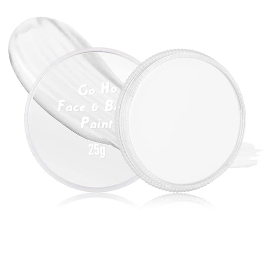Go Ho Clown White Face Paint for Halloween Makeup,Water Based Professional White Face Body Paint Washable for SFX Clown Skeleton Vampire Zombie Cosplay Makeup,25g