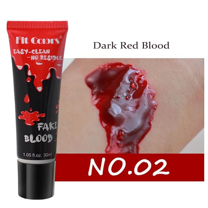GL-Turelifes Halloween Fake Blood Paint Makeup, Coagulated Blood Scab Blood Gel, Special Effects Wound Modeling SFX Makeup for Zombie Vampire Monster Cosplay Mouth Clothes Dress Up 1.06oz (Dark Red)