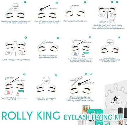 Rolly King Perm Step 1 & 2 for Eyelash Lifting and Brow Lamination for Professionals, 10 Sachets in a Box