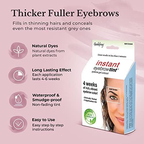 Godefroy Instant Eyebrow Color, Medium Brown, 0.18 ounces, 12-weeks of long lasting, 3-applications per kit, 3 Count (Pack of 1)
