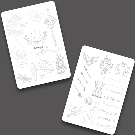 3pcs White Silicone Tiny Tattoo Practice Skins with Design Double-Sided Minimalist Tattoo Practice Pad