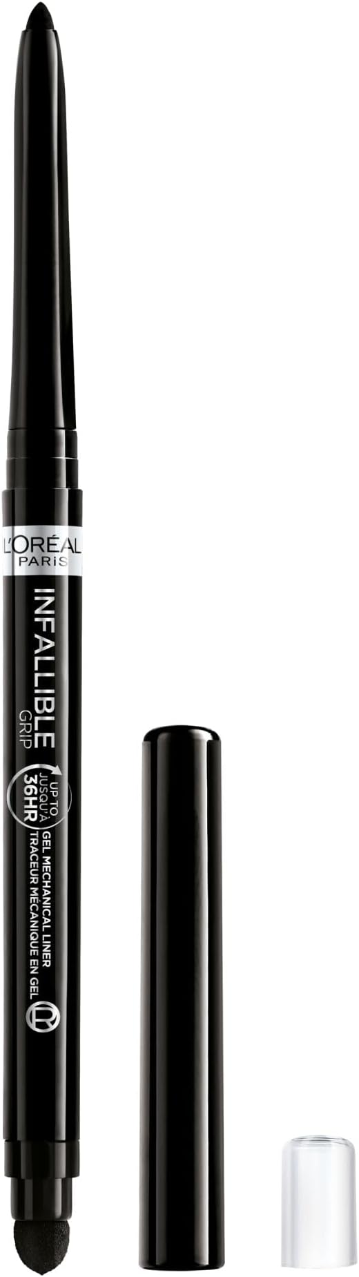 L'Oreal Paris Infallible Grip Mechanical Gel Eyeliner Pencil, Smudge-Resistant, Waterproof Eye Makeup with Up to 36HR Wear, Intense Black, 0.01 Oz