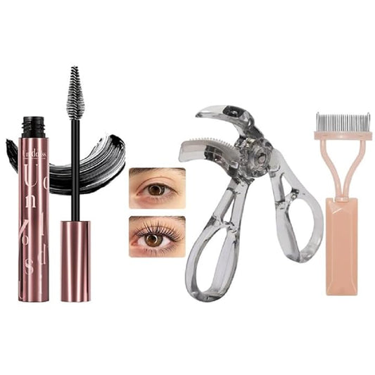 Unidollss Tubing Mascara Black +Eyelash Curlers with Comb and Lash Separator Tool Set Volume and Length Black Lengthening Long Lasting All Day, No Smudging, No Clumpings