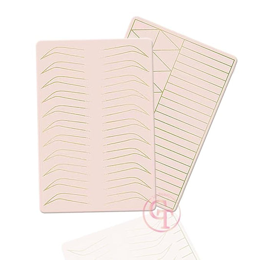 2PCS Doulbe Sides Silicone Practice Skin 1.5mm Thickness Permanent Makeup Tattoo Practice Pad for Eyebrow/Lip Practice (Pink Pad+Golden Line)