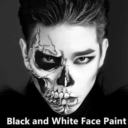 Go Ho Black and White Face Body Paint,Water Based Face Painting Kit Highly Pigmented,Smooth and Safe for Skin,Halloween Costumes Cosplay SFX Zombie Skeleton Clown Makeup