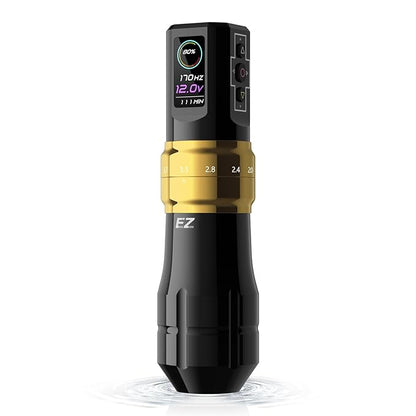 EZ P3 Pro Tattoo Machine - 6 Strokes 2.0, 2.4, 2.8, 3.3, 3.7, 4.2mm Tattoo Machine Pen with OLED Digital Display 1600mAh Battery Power Tattoo Gun (Gloss Golden)