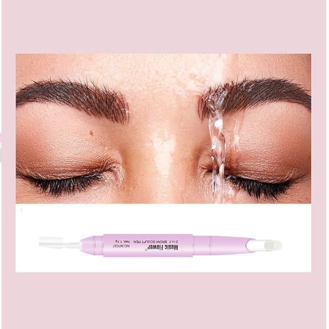 Eyebrow Pencil - Black Dual Ended Brow Pen & Eyebrow Wax Pen, Waterproof Smudge Proof Long Lasting Eyebrow Pen, Eyebrow Waxing Shaping Clear Eye Makeup Kit