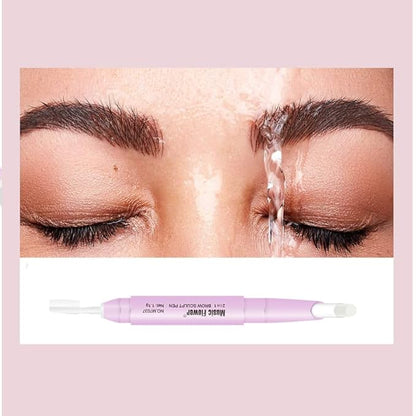 Eyebrow Pencil - Black Dual Ended Brow Pen & Eyebrow Wax Pen, Waterproof Smudge Proof Long Lasting Eyebrow Pen, Eyebrow Waxing Shaping Clear Eye Makeup Kit