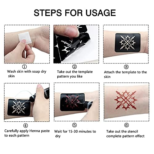 XMASIR 16 Sheets Temporary Tattoos Stencil for Kids, 694P Glitter Tattoo Template + 2P Markers for Girls and Boys Reusable Face Body Paint Stencils Halloween Christmas Birthdays Party Favor (Black)