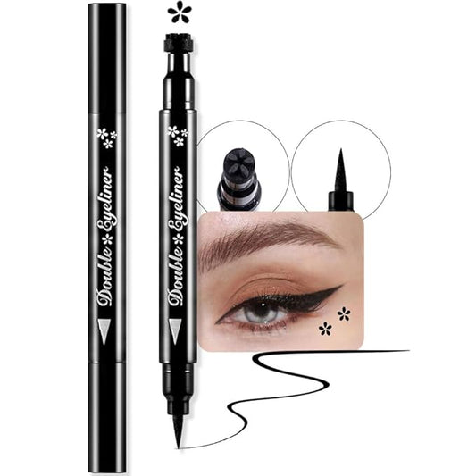 evpct 1Pcs Black Colored Winged Eyeliners Stamp, Black Flowers Face Stamps Makeup Eyeliner Eye Stamp Liners Tool Set Kit for Women Waterproof, Wing Eyeliner Stamp Figures Tool Wingliner Shapes, 03#