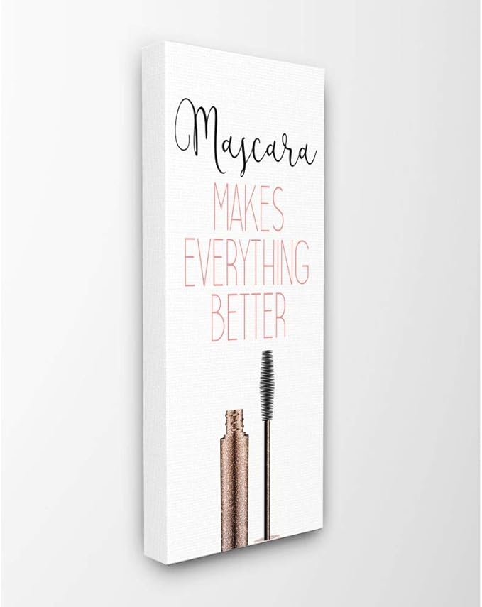 Stupell Industries Mascara Fashion Designer Modern Pink Word Canvas Wall Art, 13x30, Multicolor