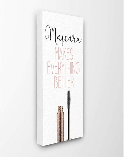 Stupell Industries Mascara Fashion Designer Modern Pink Word Canvas Wall Art, 13x30, Multicolor