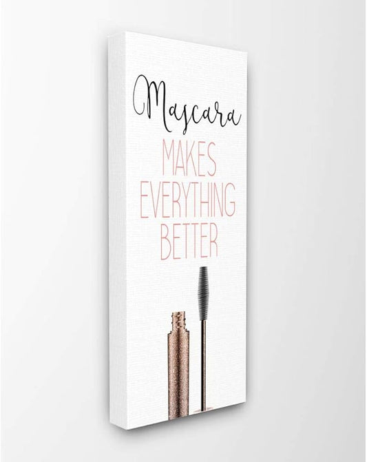 Stupell Industries Mascara Fashion Designer Modern Pink Word Canvas Wall Art, 13x30, Multicolor