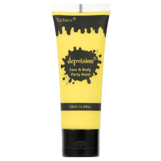 Depvision Face and Body Paint 1.7oz Cream Makeup 50ml Water Based Face Painting Special Effects For Adults Children Kids Halloween Christmas Party Stage Cosplay (Yellow)