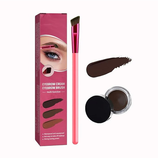 4D Hair Stroke Brow Stamp Brush & Eyebrow Cream Makeup Brush Set (Taupe)