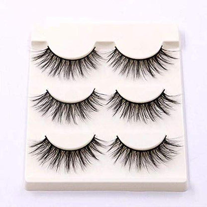 Imported Korea Fiber Faux Mink False Eye lashes Handmade Reusable Long Cross Volume Dramatic Lashes Natural Look Makeup Thick Black Fake EyeLashes