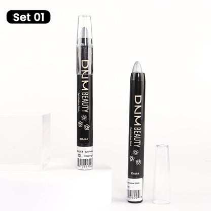 Kaely 2Pcs Cream Eyeshadow Stick Set for Eyes,Pearl White & Pearl Black Shimmer Pen,Eye Brightener Halloween Makeup,sombras para ojos,Smooth Eye Shadow Highlighter Crayon Pencil Waterproof,01+03