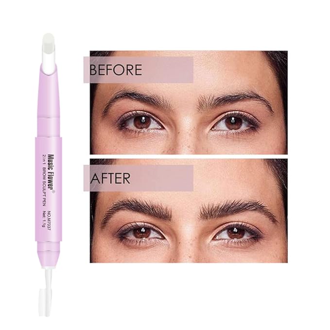 Eyebrow Pencil - Black Dual Ended Brow Pen & Eyebrow Wax Pen, Waterproof Smudge Proof Long Lasting Eyebrow Pen, Eyebrow Waxing Shaping Clear Eye Makeup Kit