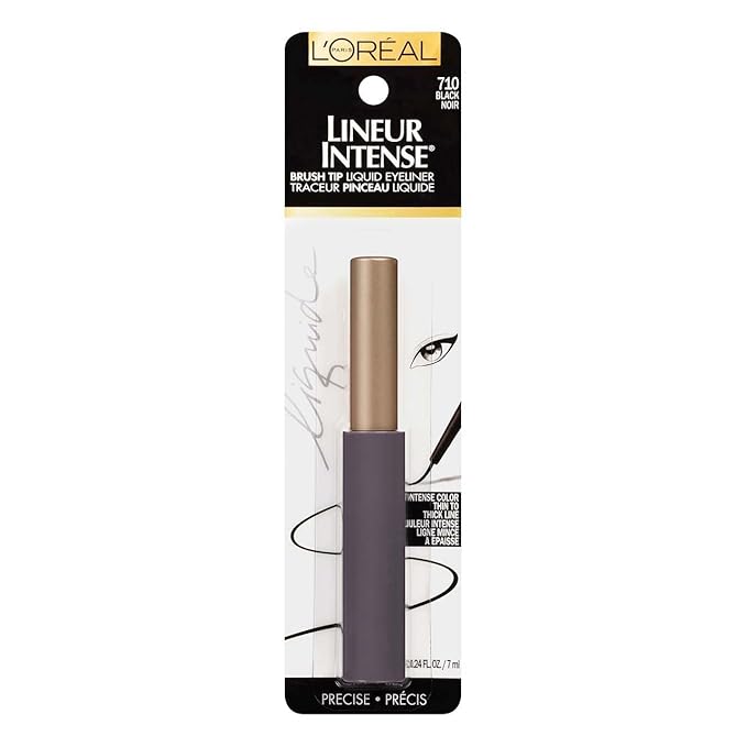 L'Oreal Paris Lineur Intense Brush Tip Liquid Eyeliner, 710 Black (Pack of 2)