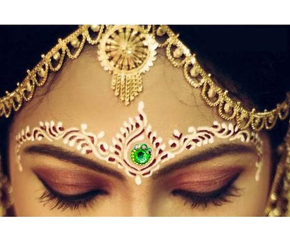 Bindi Premium Collection Multicolor White Stones Medium Size Round Bindis for Womens and Girls 5MM-Ananaya-7 Bindi (Pack of 2)