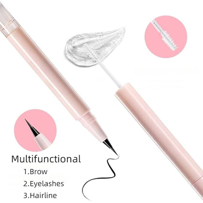 Waterproof Eyebrow Pencil with Fine Tip, 2-in-1 Brow Pen and Sealing Brow Gel, Smudge-Proof, Lightweight and Non-clumping, Eyeliner, Hairline Pencil (Dark Brown)