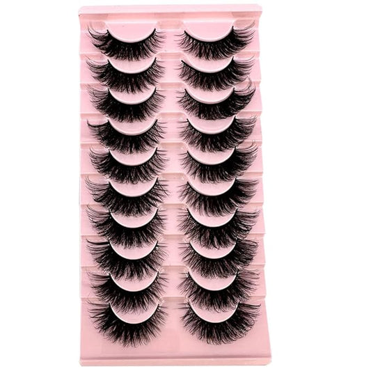 HBZGTLAD Soft Mink Eyelashes 3D Curl Winged End Eye Elongated Fake Lashes Thick Handmade Natural False Eyelash Messy Cross Lash Wholesale (6D50)