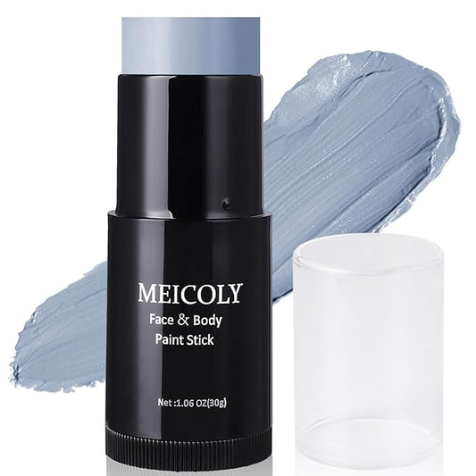 MEICOLY Grey Face Paint Stick(1.06 Oz),Sweatproof Waterproof Full Body Paint Stick,Face Painting for Halloween SFX Zombie Homestuck Grayscale Cosplay Makeup