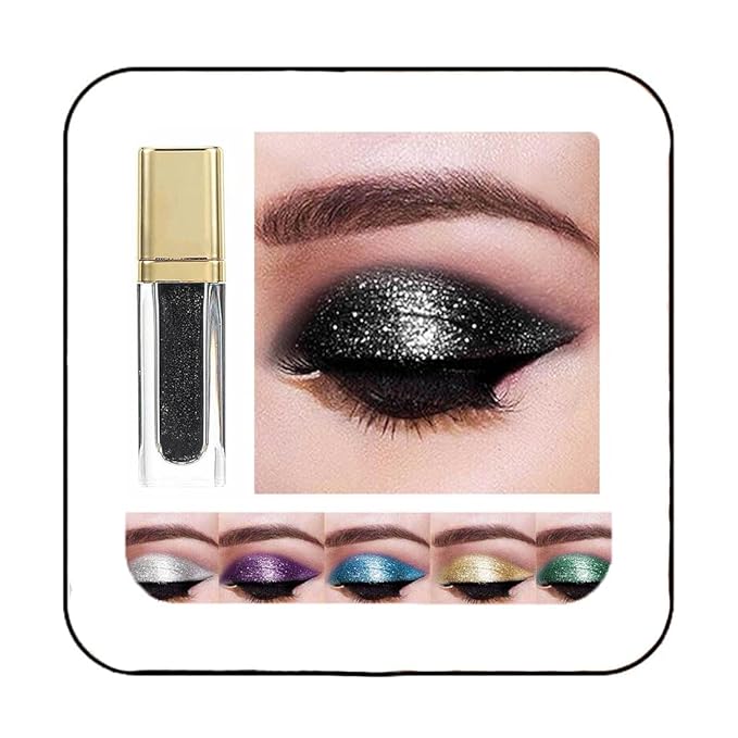 Kilshye Glitter Liquid Eyeshadow Shimmer Eye Shadow Metallic Eyeshadows High Pigment Eyes Shadow Long Lasting Waterproof Eyes Liquid Makeup for Women and Girls Pack of 1 (G- Black 12)