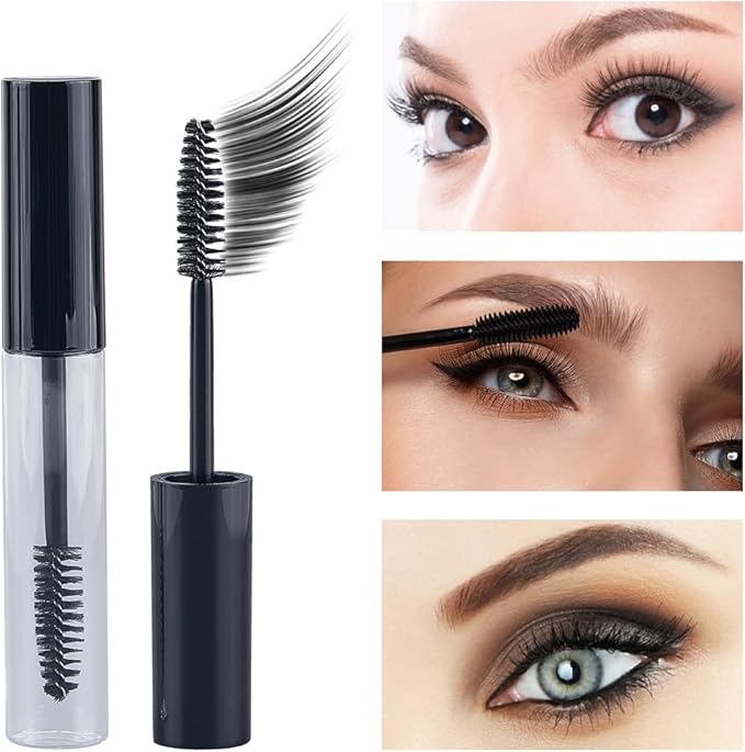 GORGECRAFT 10Pcs 10ml Empty Mascara Tube Bottle Transparent Plastic Eyelash Wand Containers Bottles with Rubber Inserts 4Pcs 2ml Dropper 2Pcs Mini Funnel Hopper for Castor Oil DIY Cosmetics Kit Black