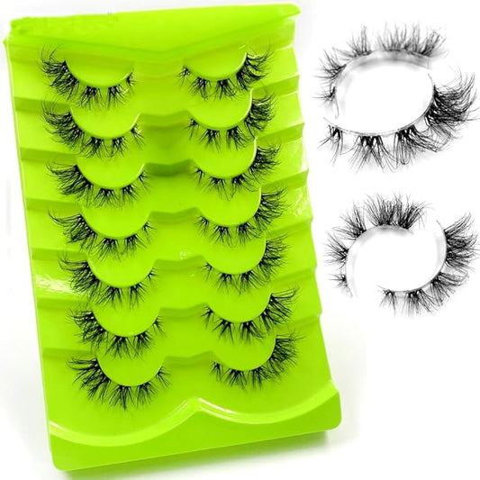 HBZGTLAD NEW 7pairs Cat eye Eyelashes 3D Natural False Lashes 5d Fluffy Soft Cross Manga Lashes Wispy Natural Eyelash Extension Makeup (5D-D06)