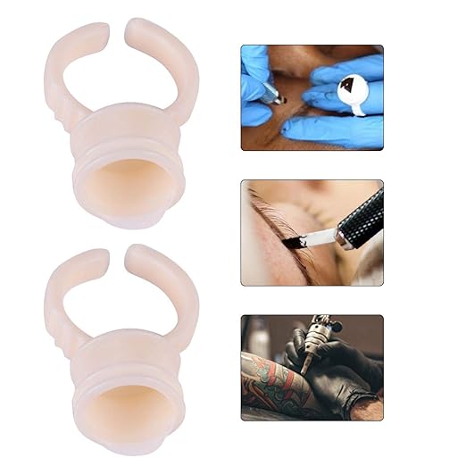 HURRISE 100pcs Cup Rings, Silicone Semi-Permanent Rings, Nail Art Adhesive Glue Holders, Palette for Eyelash Extension, Nail Art, Tattoo (L)