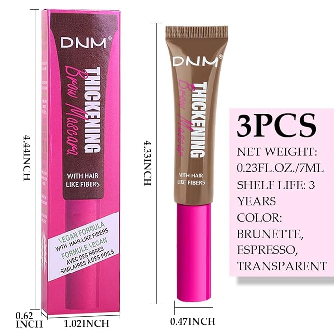 Tinted Thickening Brow Mascara,Brow Fast Sculpt,Waterproof, Transfer-proof, Brush to Fill in Eyebrows and Cover Gray Hairs - Cruelty Free (3pcs 06 Brunette &07 Espresso &09 transparent)
