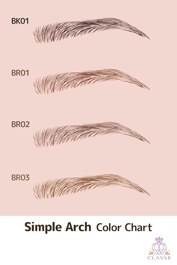 CLASSE Waterproof Eyebrow Tattoo Sticker, 12pair 4D Hair-Like temporary sticker on eyebrows, No water needed, peel off Painfuless, for women girls Simple Arch Medium Brown