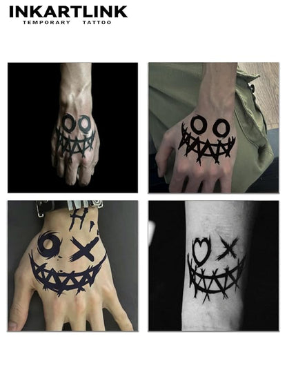 Tattoo Tech, 4 Sheets Semi Permanent Tattoo, Adult Art Design Temporary Tattoos, Lasts 1-2 Weeks, Waterproof, Realistic Look, No Adhesive, No Reflection (Joker Smile Design)