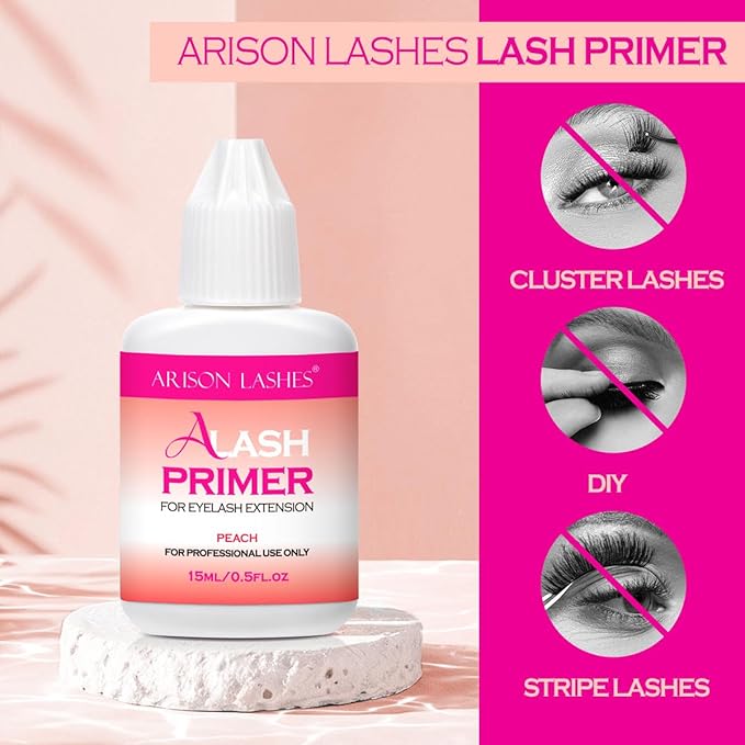 Lash Primer for Eyelash Extensions15ML Eyelash Primer Increase Lash Adhesive Bonding Power Pretreatment for Semi Permanent Lash Extension Ideal for Extend Lash Glue Retention Time(PEACH)