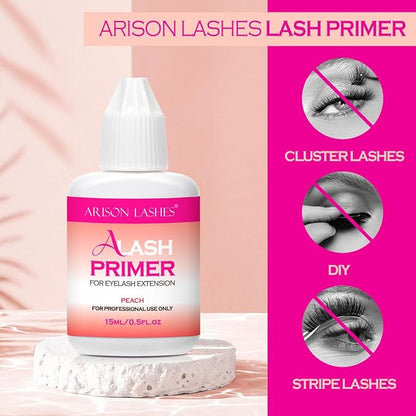 Lash Primer for Eyelash Extensions15ML Eyelash Primer Increase Lash Adhesive Bonding Power Pretreatment for Semi Permanent Lash Extension Ideal for Extend Lash Glue Retention Time(PEACH)