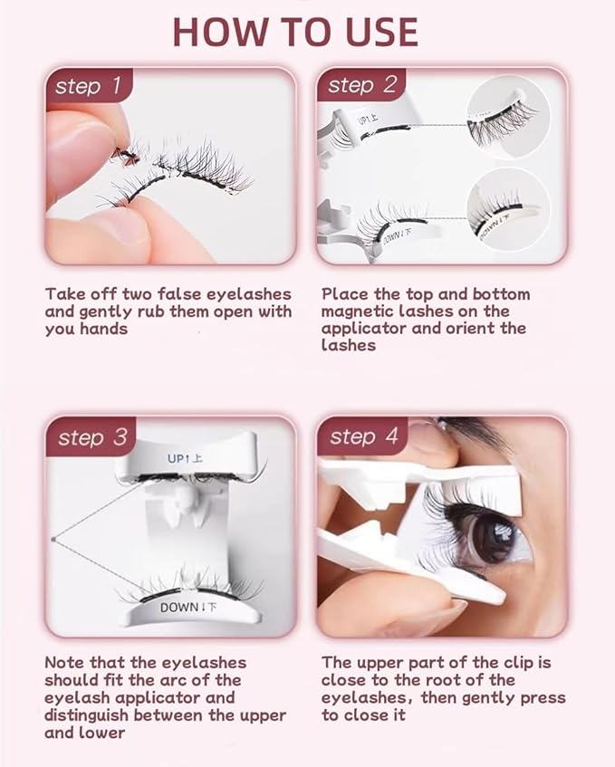 Magnetic Eyelashes,Magnetic Eyelashes with Applicator,New Integrated Box Design,No Glue or Liquid Eyeliner Needed,Magnetic Eyelashes with 2 in 1 Eyelashes Box (Natural Style)