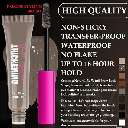 Tinted Thickening Brow Mascara,Brow Fast Sculpt,Waterproof, Transfer-proof, Brush to Fill in Eyebrows and Cover Gray Hairs - Cruelty Free - Light Medium Brown (1pc 02 Cool Blonde)