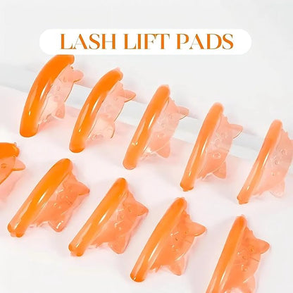 Lash Lift Pads Eyelash Perm Shield C Curl 5 Size Lash Lift Lamination Pad, Rapid 5 Minute Eyelash Lifting Shields Make Eyes Voluminous Flexible C curl Pads Extreme Perm Rod 100 Applications(Orange)